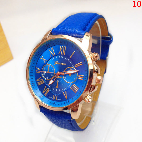 2015 New Free Shipping Watch Geneva PU Leather Analog Quartz Watches Dress Women Business Men Wristwatches Relogio Feminino