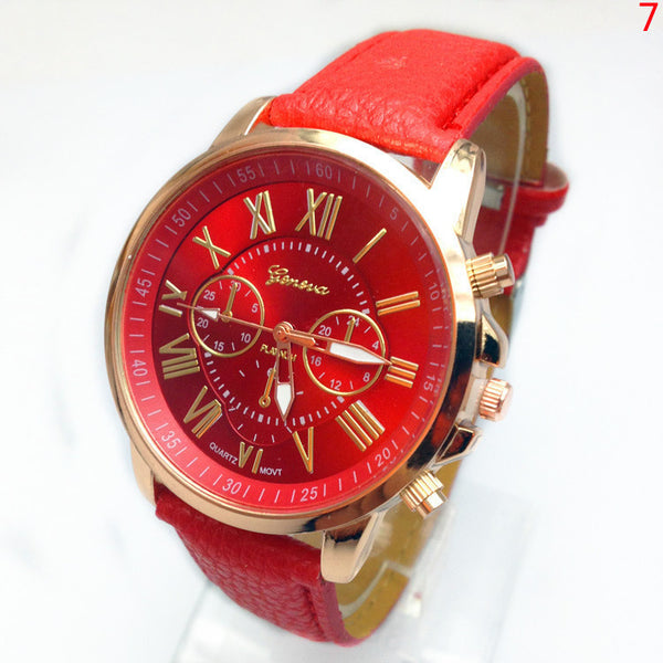 2015 New Free Shipping Watch Geneva PU Leather Analog Quartz Watches Dress Women Business Men Wristwatches Relogio Feminino