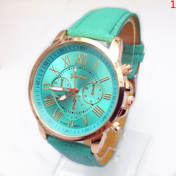 2015 New Free Shipping Watch Geneva PU Leather Analog Quartz Watches Dress Women Business Men Wristwatches Relogio Feminino