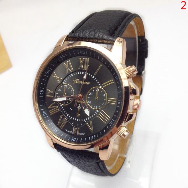 2015 New Free Shipping Watch Geneva PU Leather Analog Quartz Watches Dress Women Business Men Wristwatches Relogio Feminino