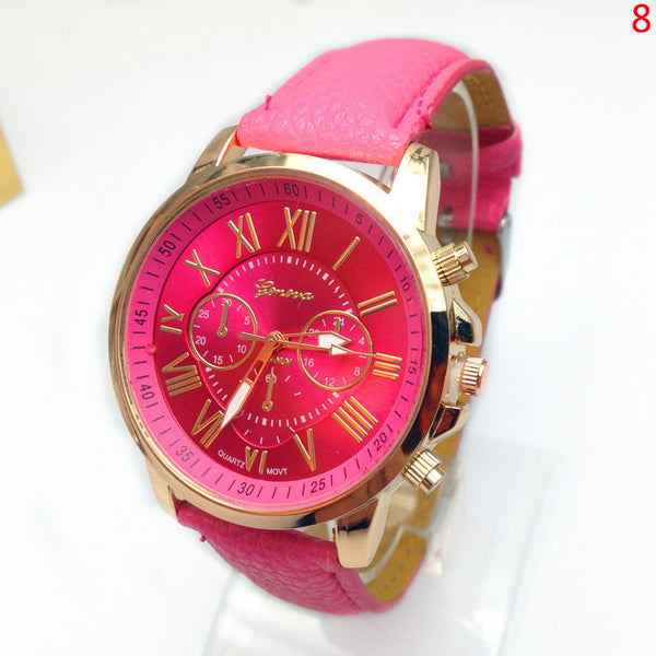 2015 New Free Shipping Watch Geneva PU Leather Analog Quartz Watches Dress Women Business Men Wristwatches Relogio Feminino