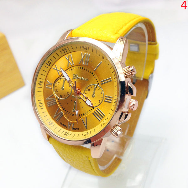 2015 New Free Shipping Watch Geneva PU Leather Analog Quartz Watches Dress Women Business Men Wristwatches Relogio Feminino