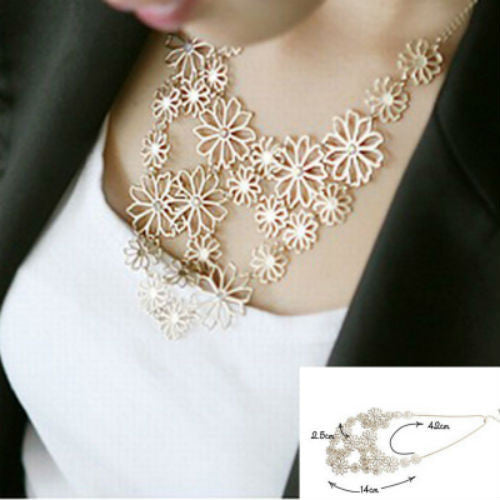 New women's fashion romantic temperament sweater chain camellia flowers