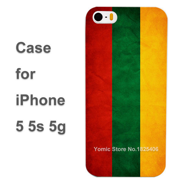Lithuania Flag Design hard White Skin Case Cover for Apple iPhone 4 4s 4g 5 5s 5c 6 6s 6 Plus 6splus