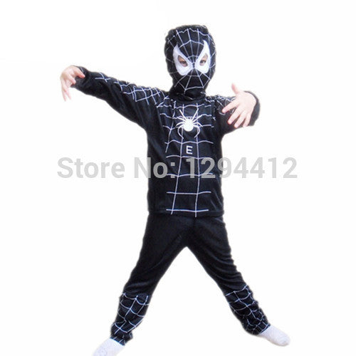 Free shipping spider-man black Spiderman superman batman zorro party cosplay costume kid's Halloween gift play clothes Hot sale