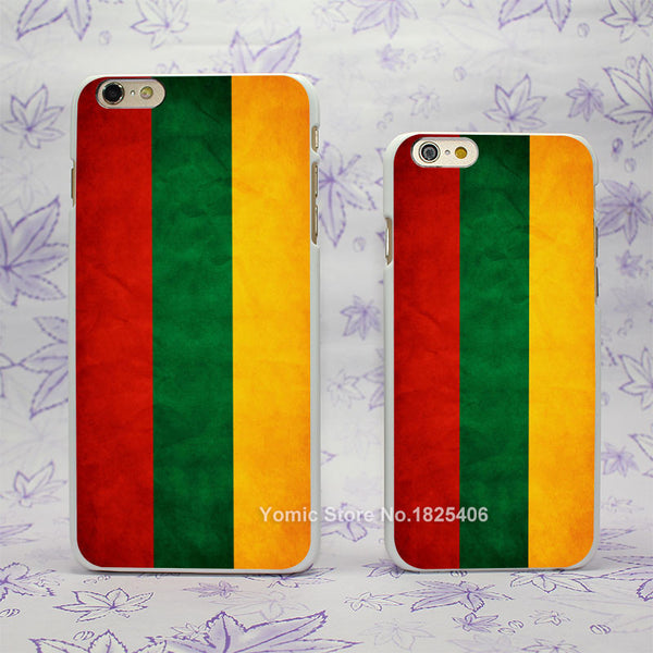 Lithuania Flag Design hard White Skin Case Cover for Apple iPhone 4 4s 4g 5 5s 5c 6 6s 6 Plus 6splus