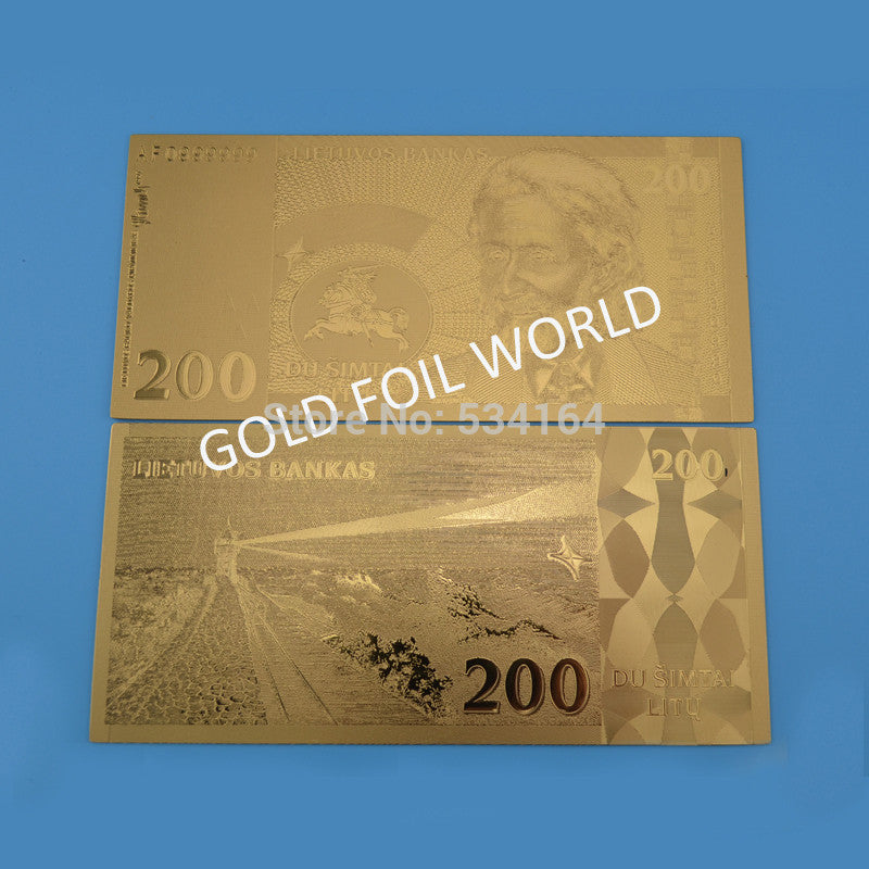 Lithuanian 200 Litas Imitation gold foil Banknote