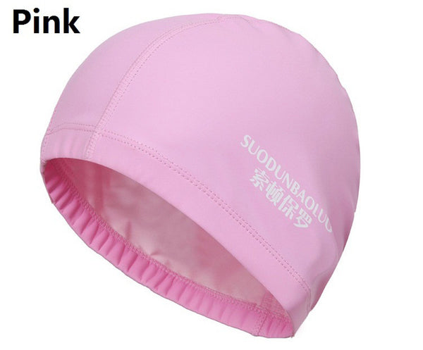 2015 New Elastic Waterproof PU Fabric Protect Ears Long Hair Sports Swim Pool Hat Swimming Cap Free size for Men & Women Adults