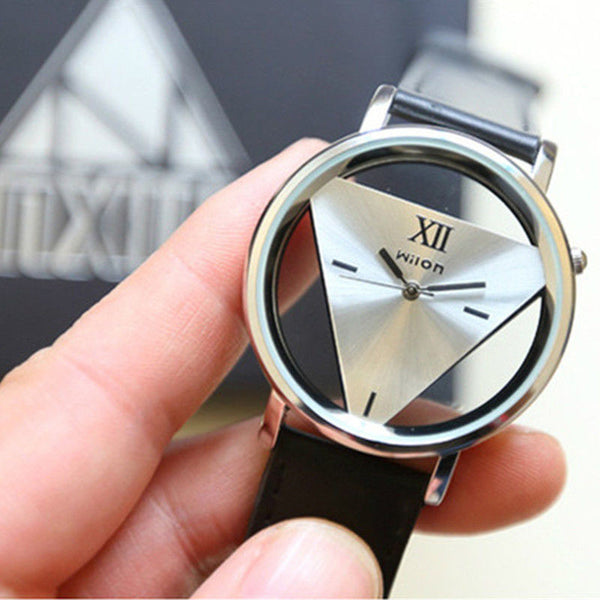 Hot 1 Pc Leather Band Stainless Steel Sport Analog Quartz Women Mens Wrist Watch