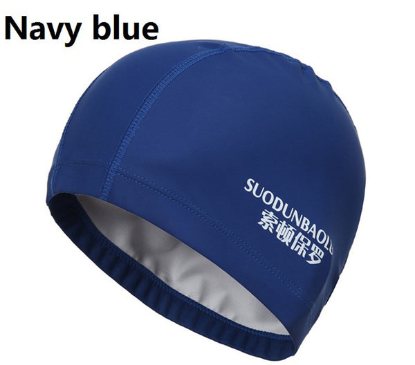 2015 New Elastic Waterproof PU Fabric Protect Ears Long Hair Sports Swim Pool Hat Swimming Cap Free size for Men & Women Adults