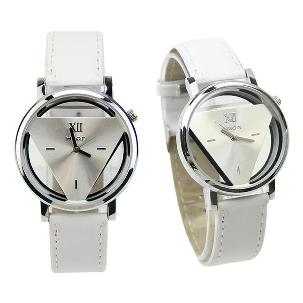 Hot 1 Pc Leather Band Stainless Steel Sport Analog Quartz Women Mens Wrist Watch